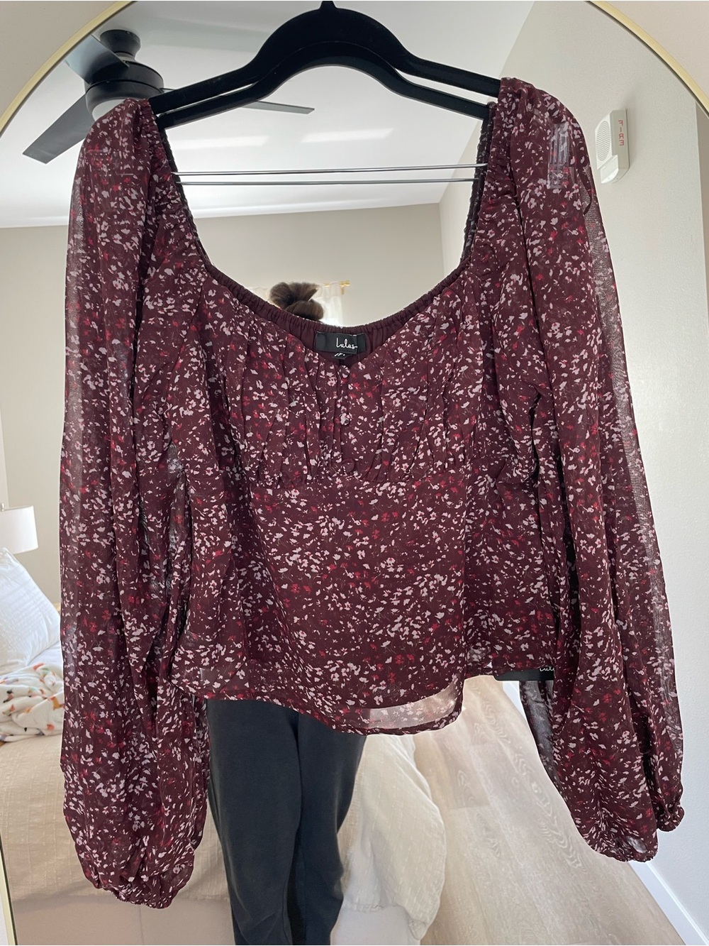 Lulu's Maroon Floral Square-Neck Top